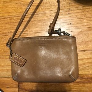 COACH Soft Leather, honey color wristlet.